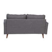 Hudson Mid-Century Modern Loveseat Sofa with Tufted Faux Linen Upholstery & Solid Wood Legs in Dark Gray, IS-PL100-DKGY-GG