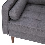 Hudson Mid-Century Modern Loveseat Sofa with Tufted Faux Linen Upholstery & Solid Wood Legs in Dark Gray, IS-PL100-DKGY-GG