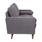Hudson Mid-Century Modern Sofa with Tufted Faux Linen Upholstery & Solid Wood Legs in Dark Gray, IS-PS100-DKGY-GG