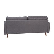 Hudson Mid-Century Modern Sofa with Tufted Faux Linen Upholstery & Solid Wood Legs in Dark Gray, IS-PS100-DKGY-GG