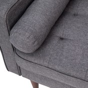 Hudson Mid-Century Modern Sofa with Tufted Faux Linen Upholstery & Solid Wood Legs in Dark Gray, IS-PS100-DKGY-GG