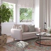 Evie Mid-Century Modern Loveseat Sofa with Faux Linen Fabric Upholstery & Solid Wood Legs in Taupe, IS-VL100-BR-GG