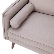 Evie Mid-Century Modern Loveseat Sofa with Faux Linen Fabric Upholstery & Solid Wood Legs in Taupe, IS-VL100-BR-GG