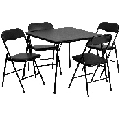 5 Piece Black Folding Card Table and Chair Set, JB-1-GG