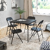 5 Piece Black Folding Card Table and Chair Set, JB-1-GG