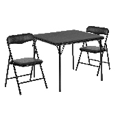 Kids Black 3 Piece Folding Table and Chair Set, JB-10-CARD-BK-GG