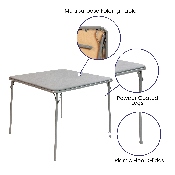 Gray Folding Card Table - Lightweight Portable Folding Table with Collapsible Legs, JB-2-GY-GG