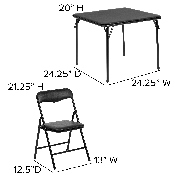 Kids Black 5 Piece Folding Table and Chair Set, JB-9-KID-BK-GG