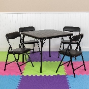 Kids Black 5 Piece Folding Table and Chair Set, JB-9-KID-BK-GG