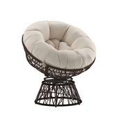 Bowie Comfort Series Brown Swivel Patio Chair with Beige Cushion, JE-5101W-BG-GG
