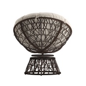 Bowie Comfort Series Brown Swivel Patio Chair with Beige Cushion, JE-5101W-BG-GG
