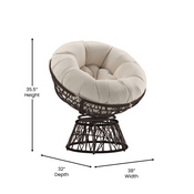 Bowie Comfort Series Brown Swivel Patio Chair with Beige Cushion, JE-5101W-BG-GG
