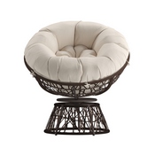 Bowie Comfort Series Brown Swivel Patio Chair with Beige Cushion, JE-5101W-BG-GG