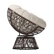 Bowie Comfort Series Brown Swivel Patio Chair with Beige Cushion, JE-5101W-BG-GG
