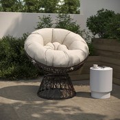 Bowie Comfort Series Brown Swivel Patio Chair with Beige Cushion, JE-5101W-BG-GG