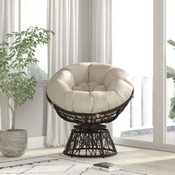 Bowie Comfort Series Brown Swivel Patio Chair with Beige Cushion, JE-5101W-BG-GG