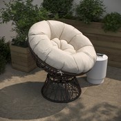 Bowie Comfort Series Brown Swivel Patio Chair with Beige Cushion, JE-5101W-BG-GG