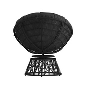 Bowie Comfort Series Black Swivel Patio Chair with Black Cushion, JE-5101W-BK-GG