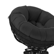 Bowie Comfort Series Black Swivel Patio Chair with Black Cushion, JE-5101W-BK-GG