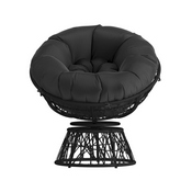 Bowie Comfort Series Black Swivel Patio Chair with Black Cushion, JE-5101W-BK-GG