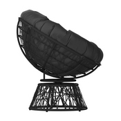 Bowie Comfort Series Black Swivel Patio Chair with Black Cushion, JE-5101W-BK-GG