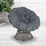 Bowie Comfort Series Swivel Patio Chair with Dark Gray Cushion, JE-5101W-GG