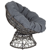 Bowie Comfort Series Swivel Patio Chair with Dark Gray Cushion, JE-5101W-GG
