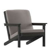 Charlestown All-Weather Poly Resin Wood Adirondack Style Deep Seat Patio Club Chair with Cushions, Black/Charcoal, JJ-C14021-BK-GG