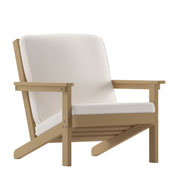 Charlestown All-Weather Poly Resin Wood Adirondack Style Deep Seat Patio Club Chair with Cushions, Natural Cedar/Cream, JJ-C14021-BR-GG
