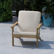 Charlestown All-Weather Poly Resin Wood Adirondack Style Deep Seat Patio Club Chair with Cushions, Natural Cedar/Cream, JJ-C14021-BR-GG