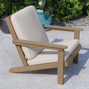 Charlestown All-Weather Poly Resin Wood Adirondack Style Deep Seat Patio Club Chair with Cushions, Natural Cedar/Cream, JJ-C14021-BR-GG