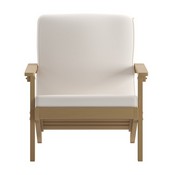 Charlestown All-Weather Poly Resin Wood Adirondack Style Deep Seat Patio Club Chair with Cushions, Natural Cedar/Cream, JJ-C14021-BR-GG