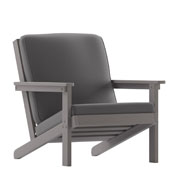 Charlestown All-Weather Poly Resin Wood Adirondack Style Deep Seat Patio Club Chair with Cushions, Gray/Gray, JJ-C14021-GY-GG