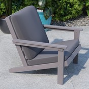 Charlestown All-Weather Poly Resin Wood Adirondack Style Deep Seat Patio Club Chair with Cushions, Gray/Gray, JJ-C14021-GY-GG