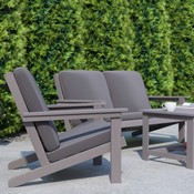 Charlestown All-Weather Poly Resin Wood Adirondack Style Deep Seat Patio Club Chair with Cushions, Gray/Gray, JJ-C14021-GY-GG