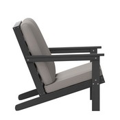 Charlestown All-Weather Poly Resin Wood Adirondack Style Deep Seat Patio Loveseat with Cushions, Black/Charcoal, JJ-C14022-BK-GG