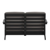 Charlestown All-Weather Poly Resin Wood Adirondack Style Deep Seat Patio Loveseat with Cushions, Black/Charcoal, JJ-C14022-BK-GG