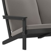 Charlestown All-Weather Poly Resin Wood Adirondack Style Deep Seat Patio Loveseat with Cushions, Black/Charcoal, JJ-C14022-BK-GG