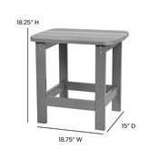 2 Pack Charlestown All-Weather Poly Resin Wood Adirondack Chairs with Side Table in Gray, JJ-C14501-2-T14001-GY-GG