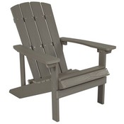 2 Pack Charlestown All-Weather Poly Resin Wood Adirondack Chairs with Side Table in Gray, JJ-C14501-2-T14001-GY-GG