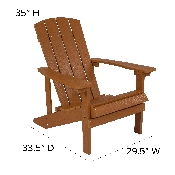 2 Pack Charlestown All-Weather Poly Resin Wood Adirondack Chairs with Side Table in Teak, JJ-C14501-2-T14001-TEAK-GG