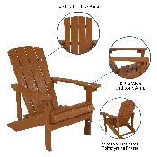 2 Pack Charlestown All-Weather Poly Resin Wood Adirondack Chairs with Side Table in Teak, JJ-C14501-2-T14001-TEAK-GG