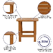 2 Pack Charlestown All-Weather Poly Resin Wood Adirondack Chairs with Side Table in Teak, JJ-C14501-2-T14001-TEAK-GG