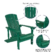 Charlestown All-Weather Adirondack Chair in Green Faux Wood, JJ-C14501-GRN-GG