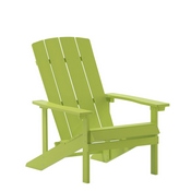 Charlestown Commercial Grade Indoor/Outdoor Adirondack Chair, Weather Resistant Durable Poly Resin Deck and Patio Seating, Lime Green, JJ-C14501-LM-GG