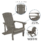 Charlestown All-Weather Adirondack Chair in Light Gray Faux Wood, JJ-C14501-LTG-GG