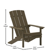 Charlestown Commercial Grade Indoor/Outdoor Adirondack Chair, Weather Resistant Durable Poly Resin Deck and Patio Seating, Mahogany, JJ-C14501-MHG-GG