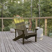 Charlestown Commercial Grade Indoor/Outdoor Adirondack Chair, Weather Resistant Durable Poly Resin Deck and Patio Seating, Mahogany, JJ-C14501-MHG-GG
