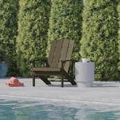 Charlestown Commercial Grade Indoor/Outdoor Adirondack Chair, Weather Resistant Durable Poly Resin Deck and Patio Seating, Mahogany, JJ-C14501-MHG-GG