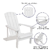 Charlestown All-Weather Poly Resin Wood Adirondack Chair in White, JJ-C14501-WH-GG